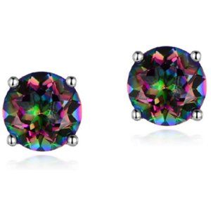 Rainbow Quartz Earrings 18K White gold plated